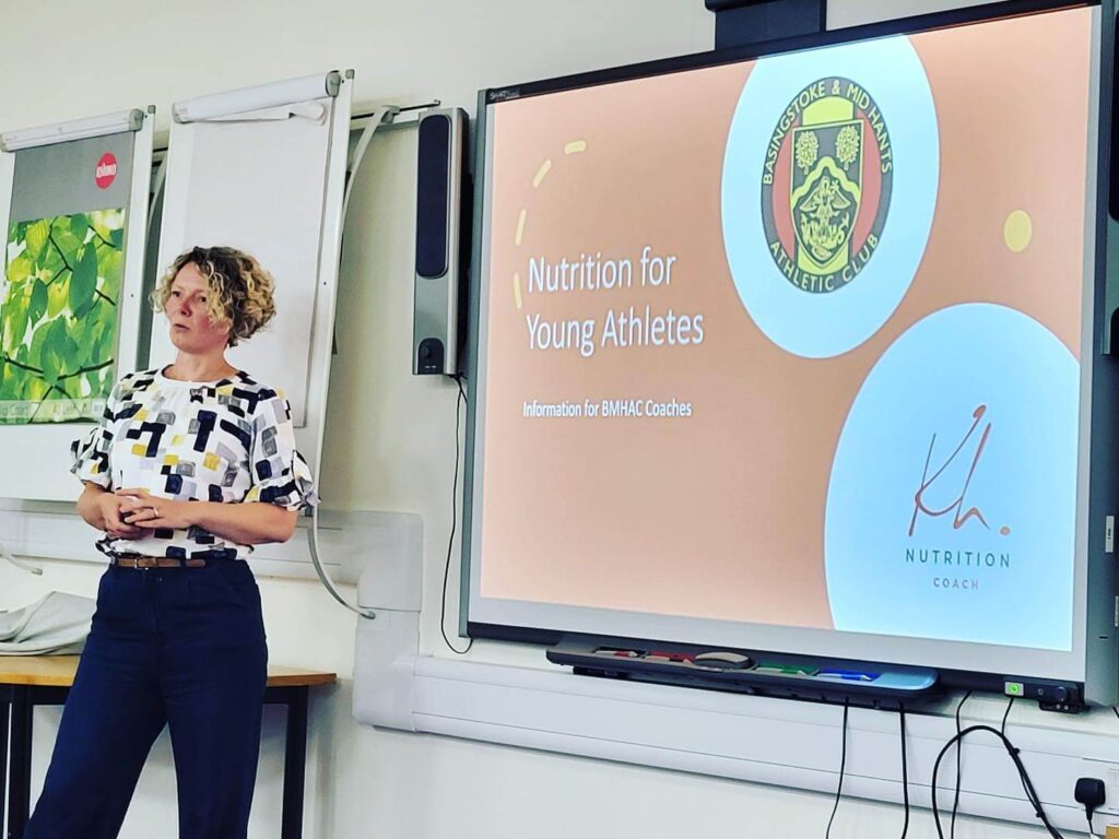 Kate delivering a talk on nutrition